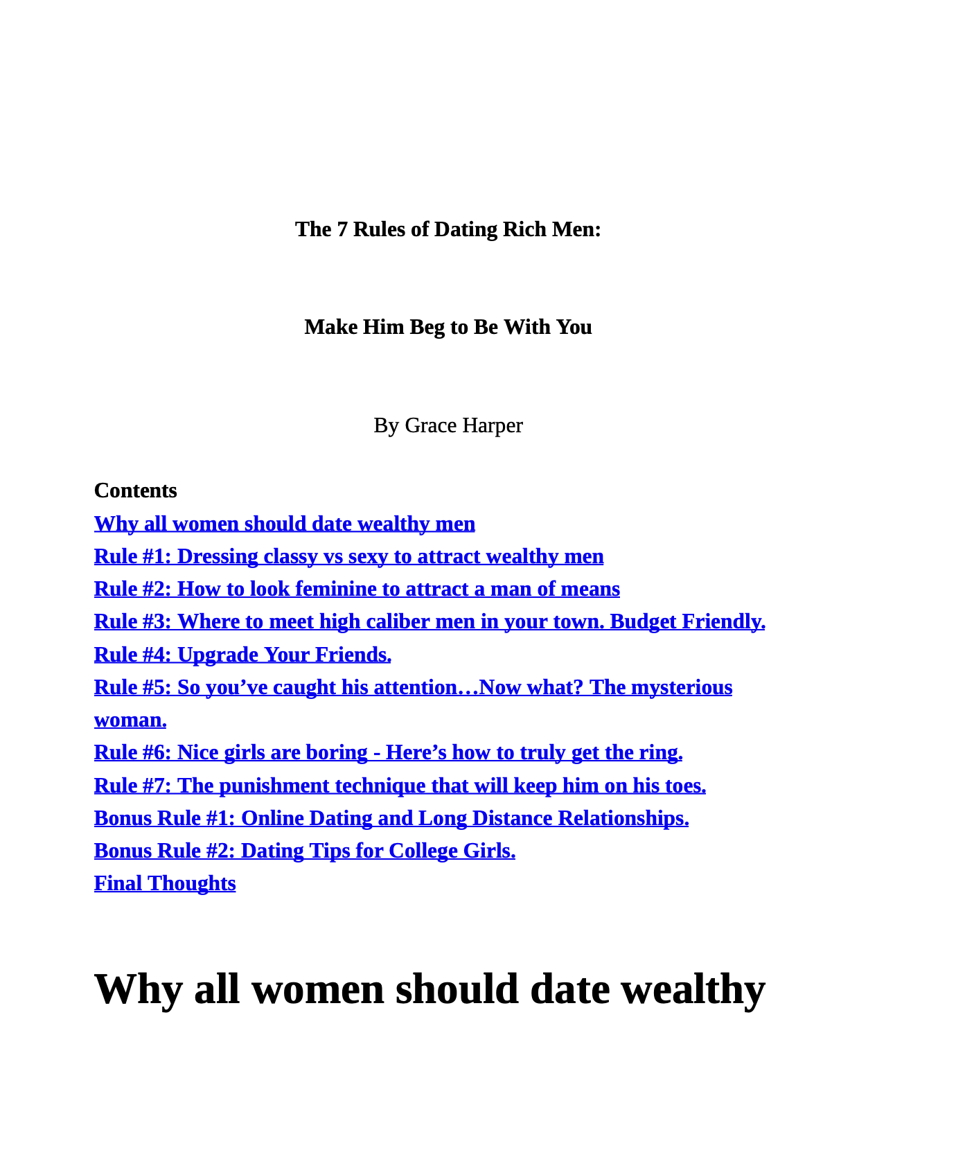 The Seven Rules Of Dating Rich Men