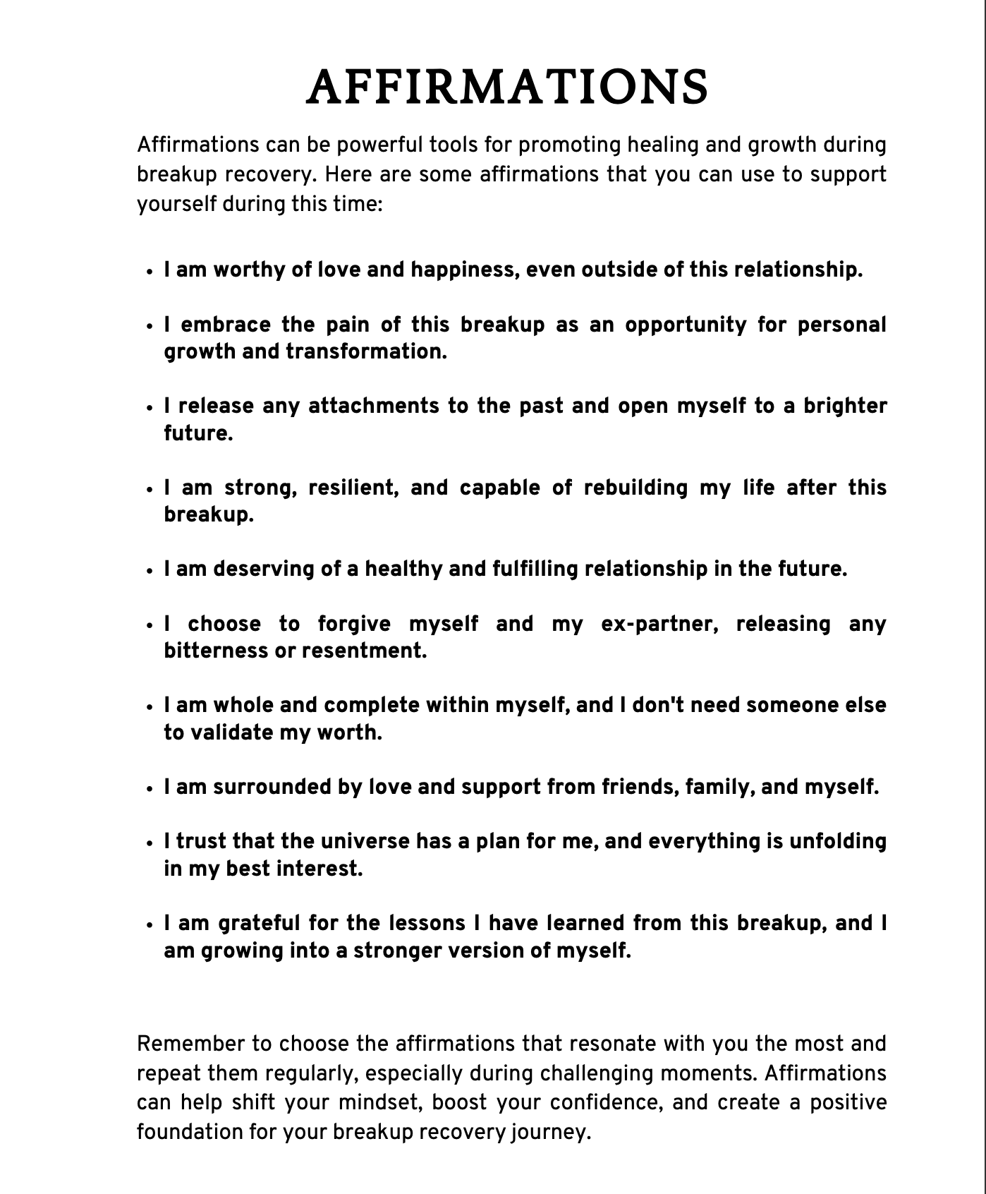 Break Up Healing Workbook